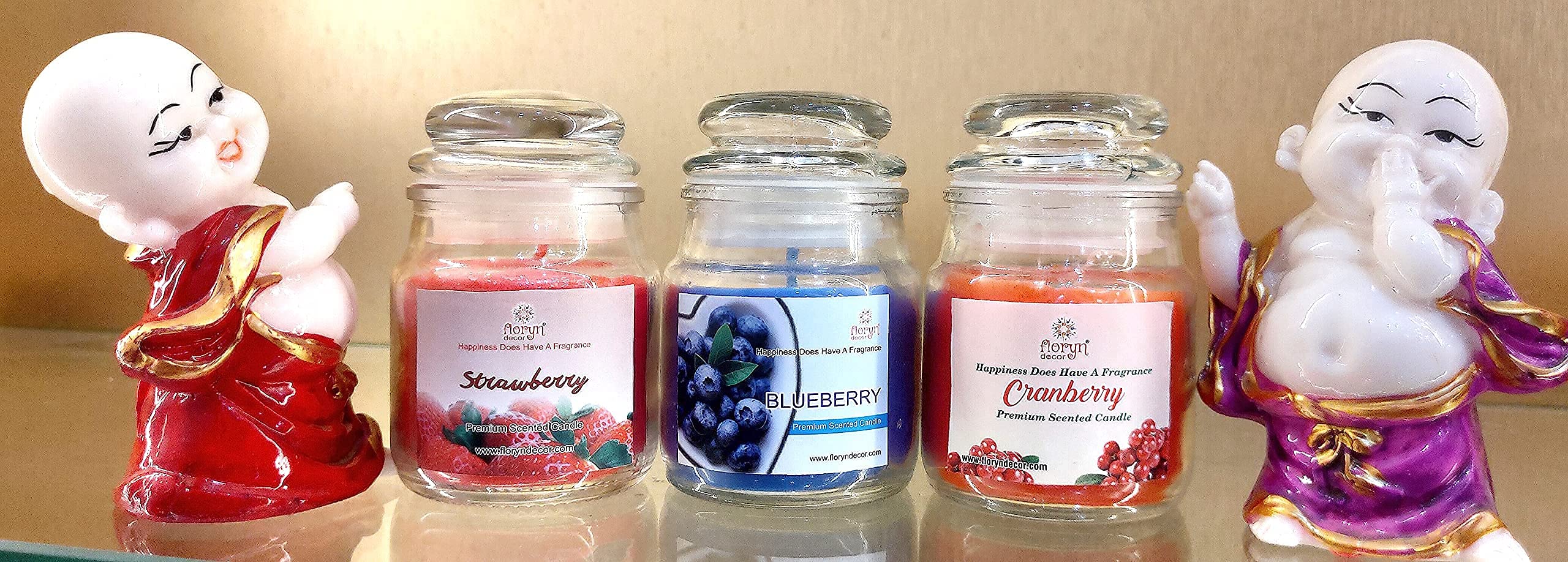 Floryn Decor Scented Cookie Jar Candle | Pack of 3 | Scented Jar Candle (Blueberry | Strawberry | Cranberry)
